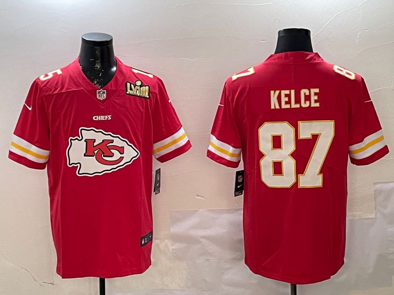 Men Kansas City Chiefs #87 Kelce Red Nike Team Logo 2025 NFL Jersey style 1